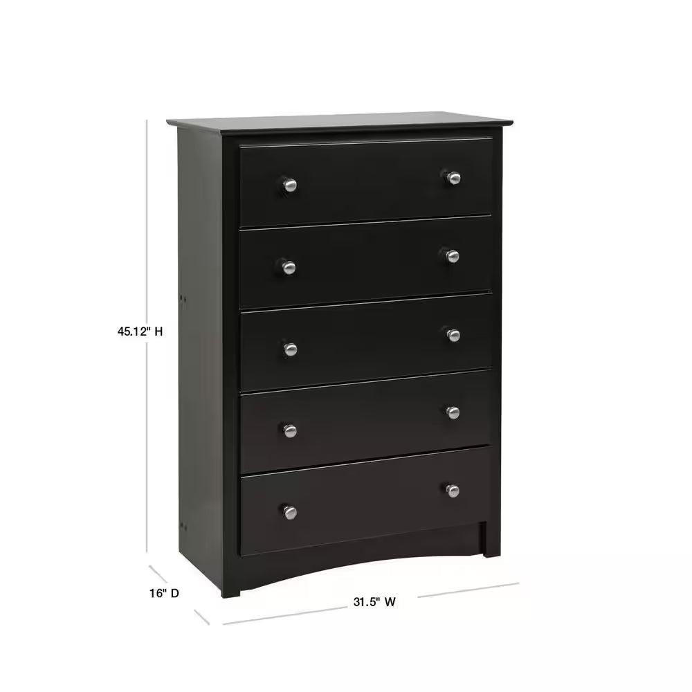 Sonoma 5-Drawer Black Chest