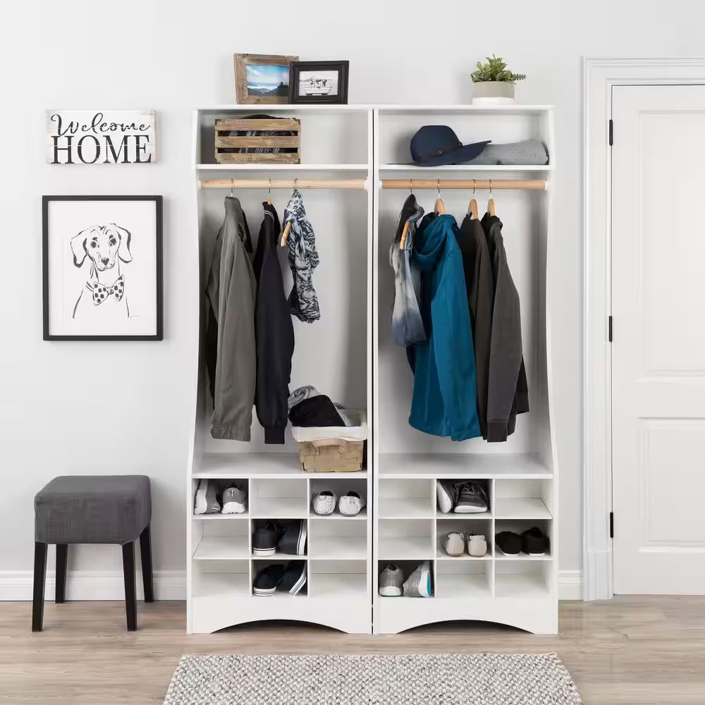 White Compact Wardrobe with Shoe Storage