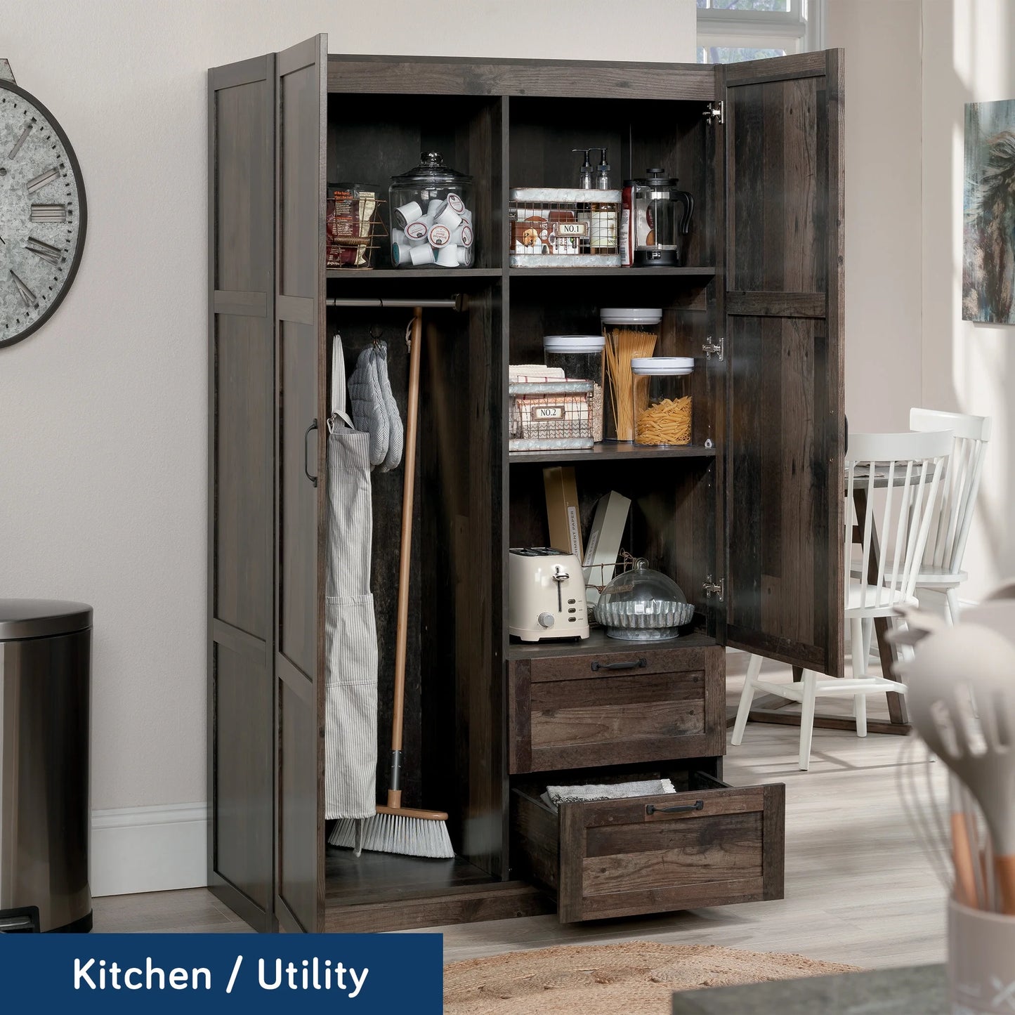 Wardrobe/Storage Cabinet, Reclaimed Pine Finish