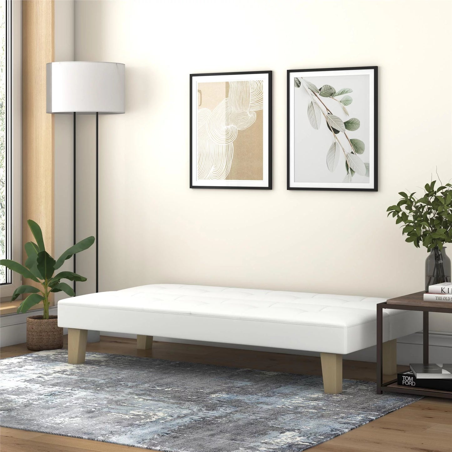 Aria Futon Sofa Bed, White