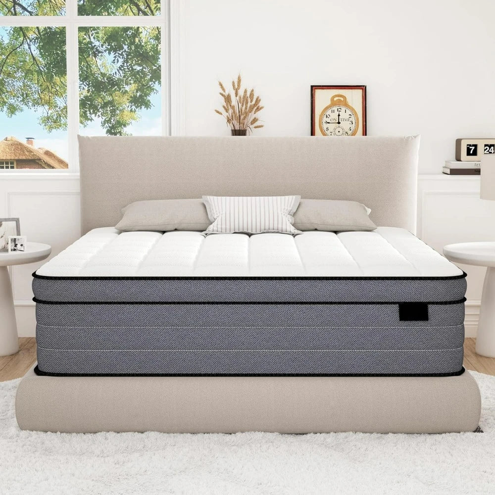 Full Size Mattress, 12 Inch Hybrid Mattress, with Gel Memory Foam and Pocketed Springs, Plush Feel Medium Firm Mattress Full