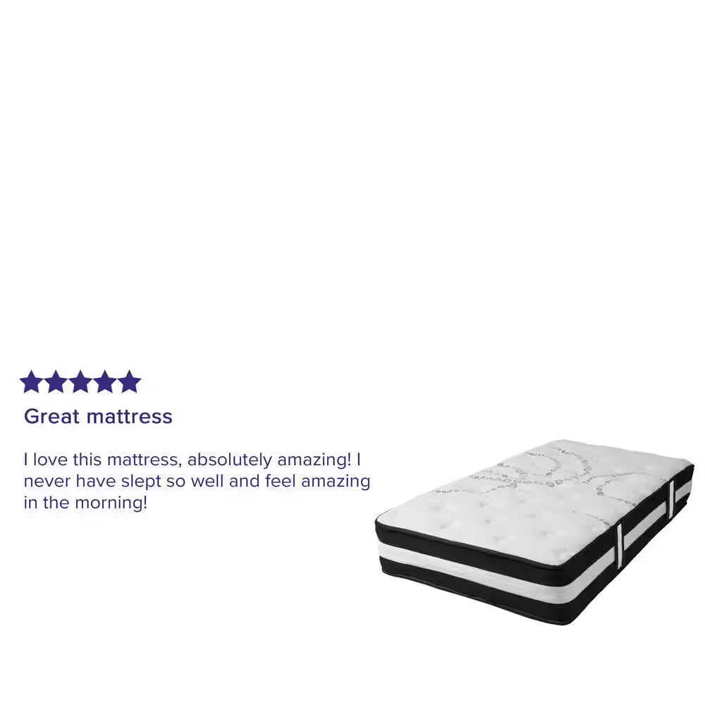 Capri White Twin Comfortable Sleep 12 In. Cushion Firm Hybrid Pocket Spring Mattress in a Box