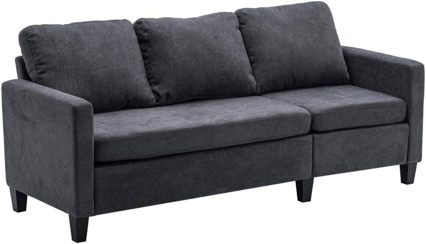 Convertible Sectional Sofa Small 3-Seater Sectional Couch L-Shape with Reversible Chais (Grey)