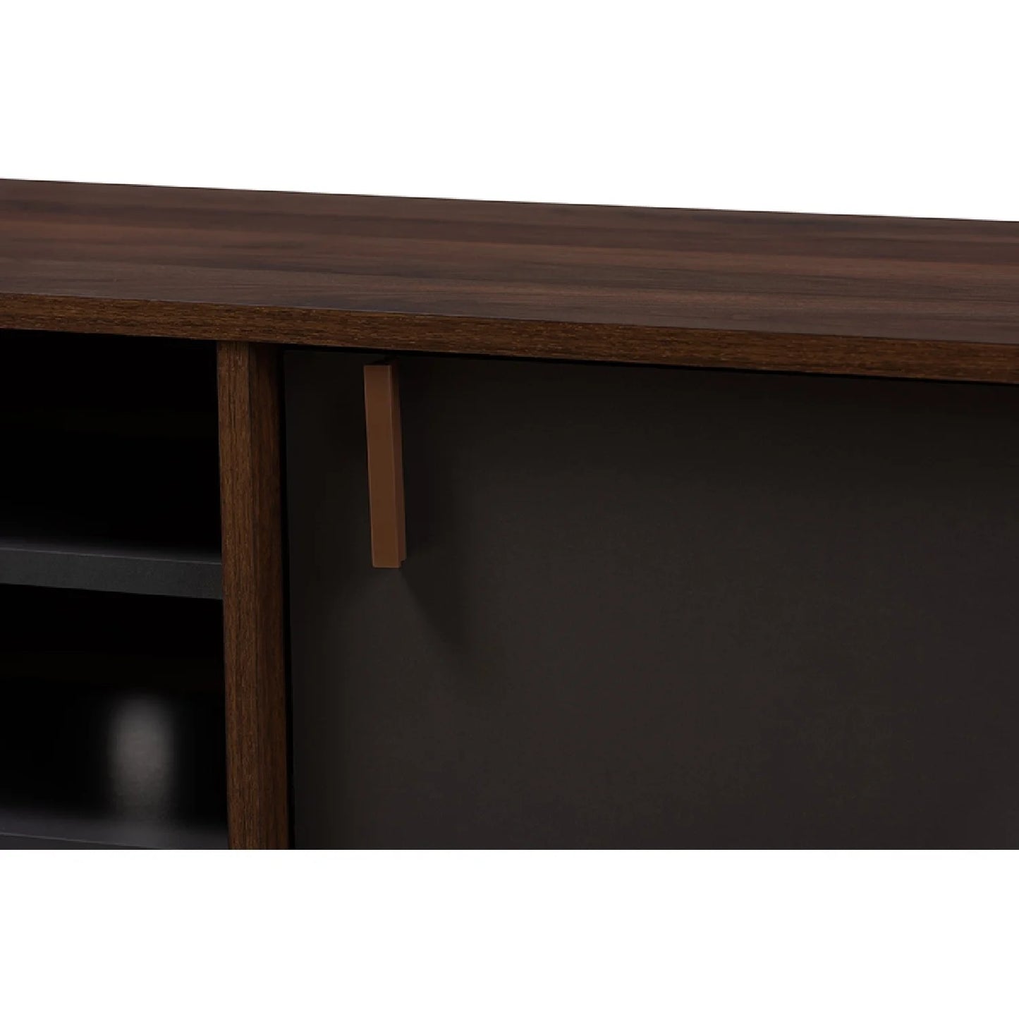 Baxton Studio Samuel Mid-Century Modern Brown and Dark Grey Finished TV Stand