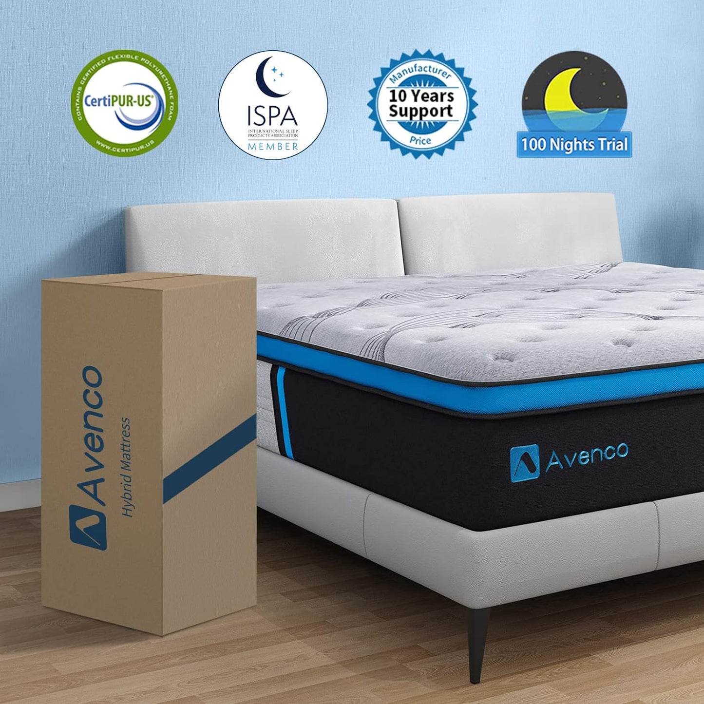 California King Hybrid Mattress, 12 Inch Cal King Mattress in a Box, Medium Firm Pocket Spring and Gel Memory Foam Mattress, Edge Support=