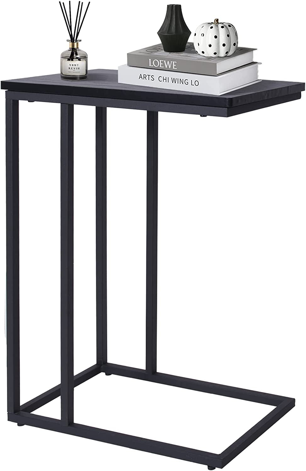 Side Table, Sturdy Metal Frame for Living Room, Easy Assembly, Modern, Black