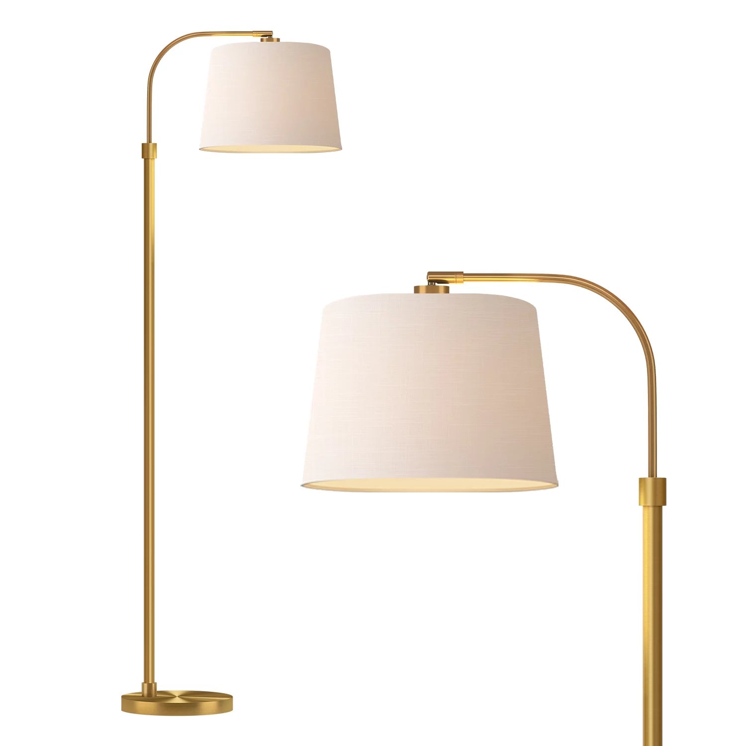 Arc Gold Mid-Century Floor Lamp, Modern Metal Standing Lamp, 62.5" Foot Switch Lighting