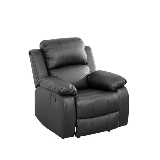 Caberryne Leather Recliner Chair with Adjustable Backrest for Apartment/Rv/Office（Wall Hugger, Black）