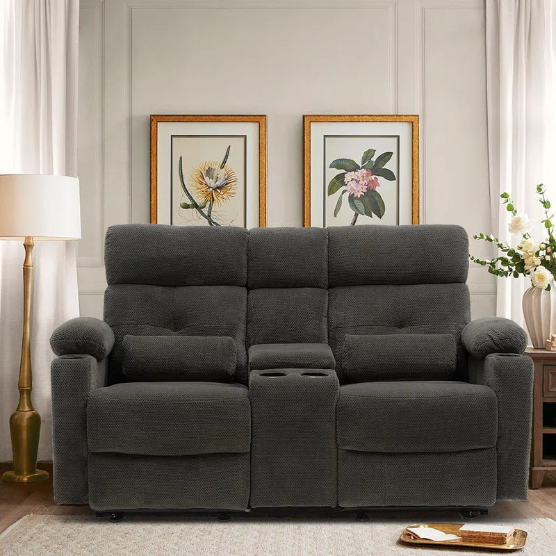 Boyana 68.9" Corduroy Reclining Loveseat-Power Reclining with Console, Heat and Massage