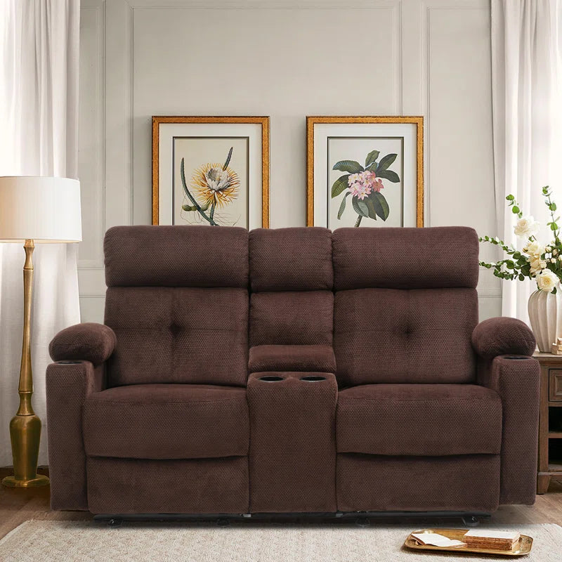 Boyana 68.9" Corduroy Reclining Loveseat-Power Reclining with Console, Heat and Massage