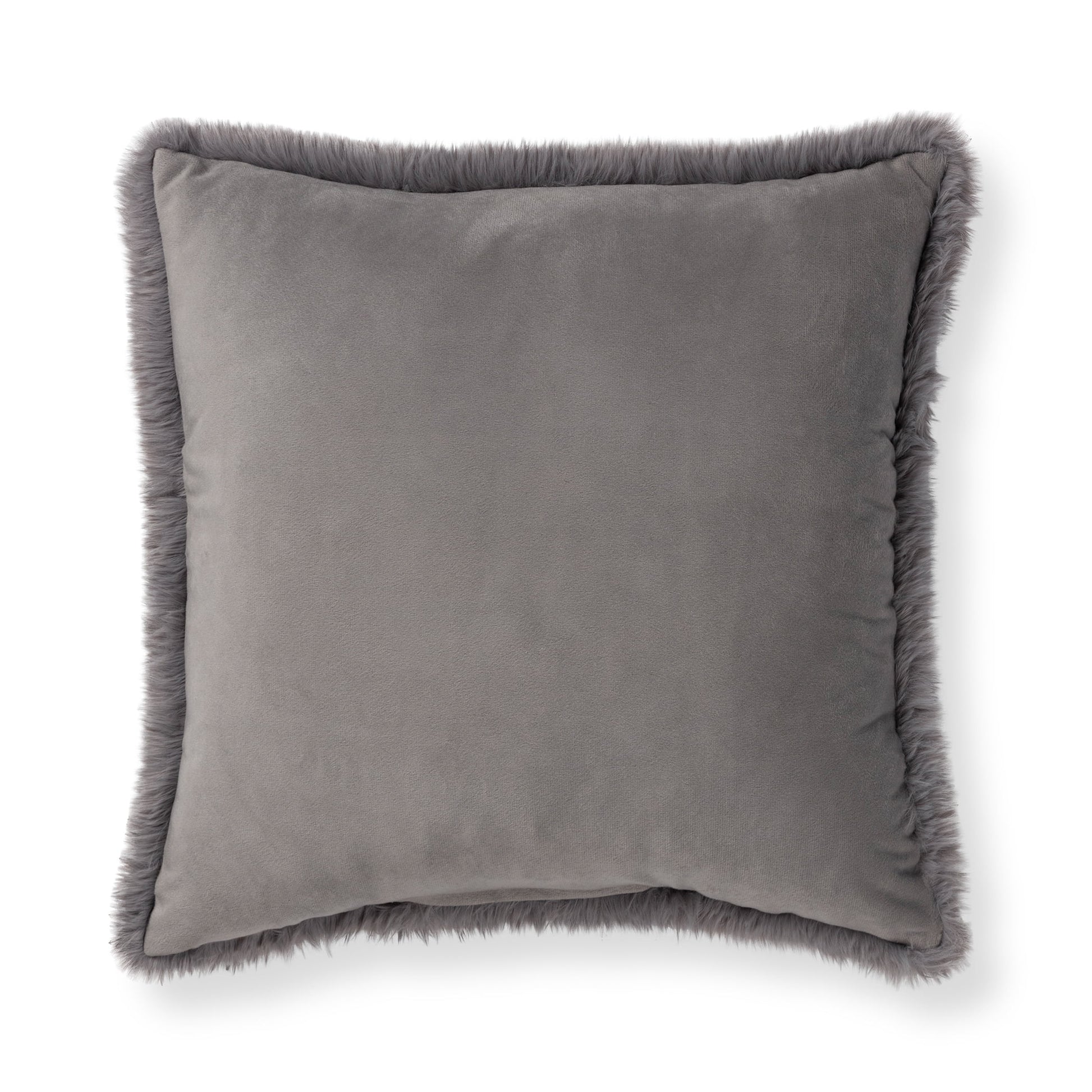 Super Lux Shag Faux Fur Gray Pillow, 19" X 19" , Square, 1 per Pack