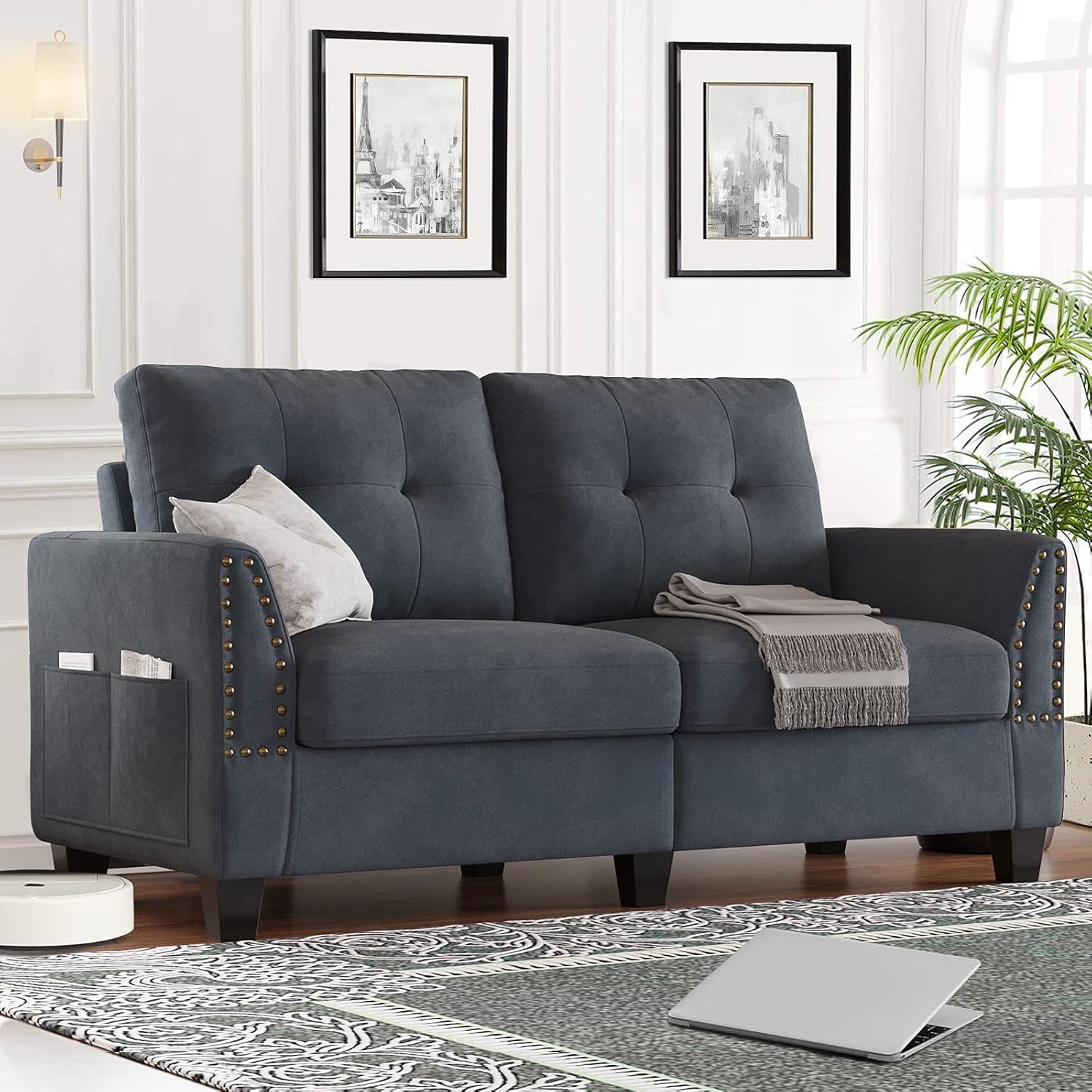 Loveseat Sofa Couch Bluish Grey Loveseat for Small Spaces