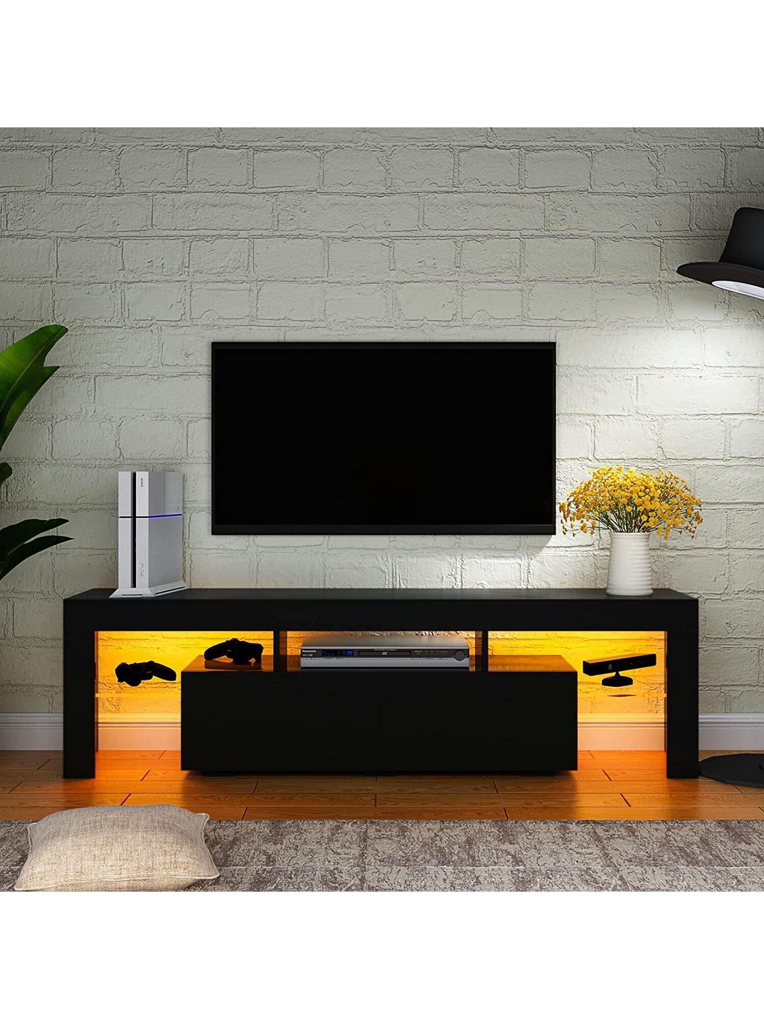 63 Inch TV Stand, Led  Glossy Entertainment Center, for 60/65/70 Inch 