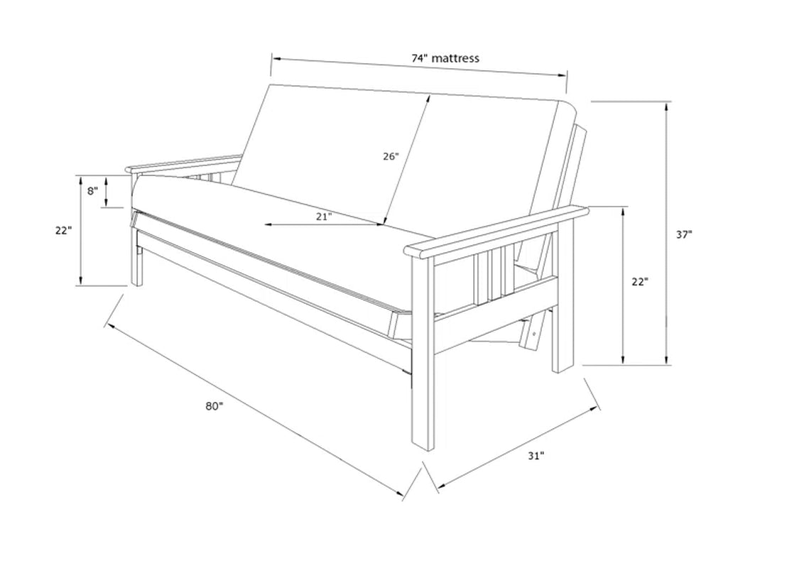 Johnte 80" Full-Size Futon Frame and Full-Size Innerspring Mattress