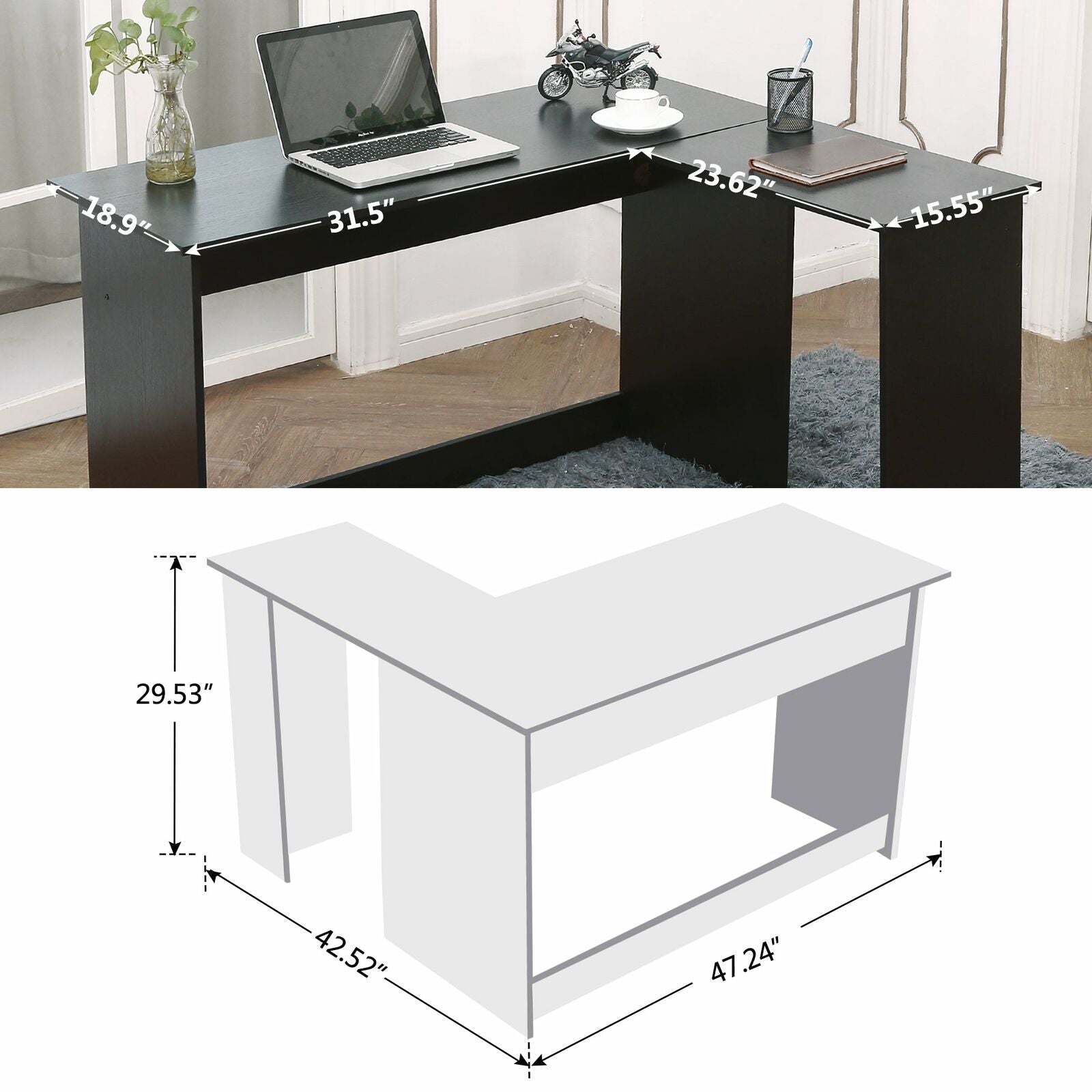 Ivinta Small Computer Desk Modern L Shaped, Corner Desk