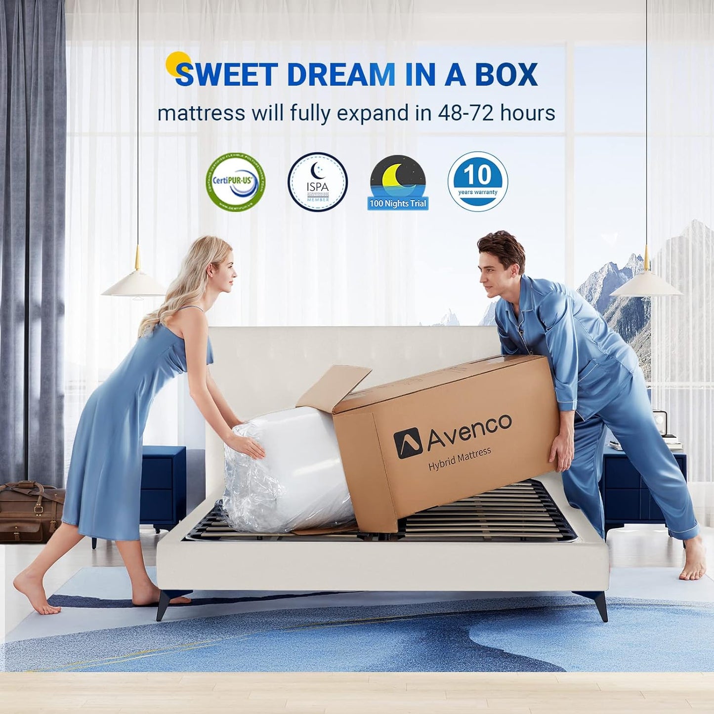 Hybrid King Mattress in a Box, 10 Inch Memory Foam and Pocket Spring Bed Mattresses W/Edge Support