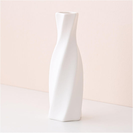 Ceramic Vase, Flowers Vase Modern Home Decor, White Geometric Decorative Vases for Living Room, Dried Flower Vase