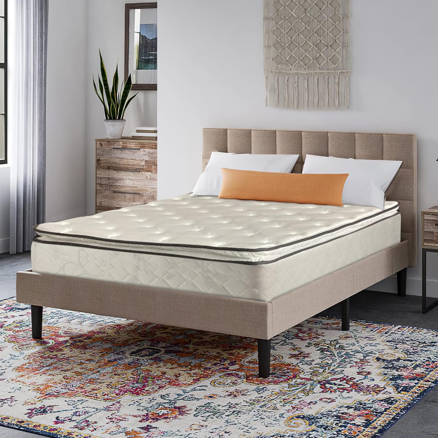 10-Inch Medium Plush Pillowtop Innerspring Mattress, King, Beige