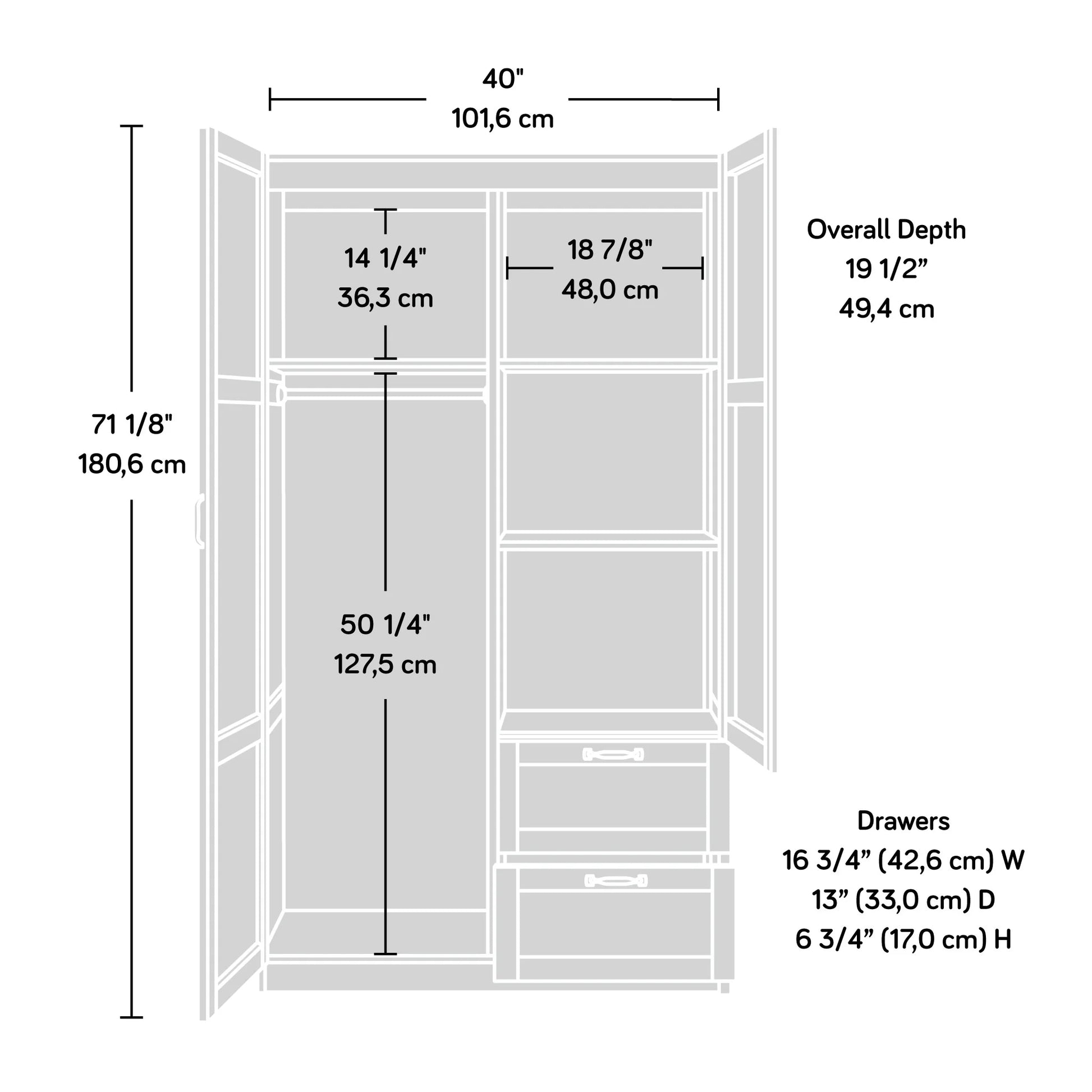 Wardrobe/Storage Cabinet, Reclaimed Pine Finish