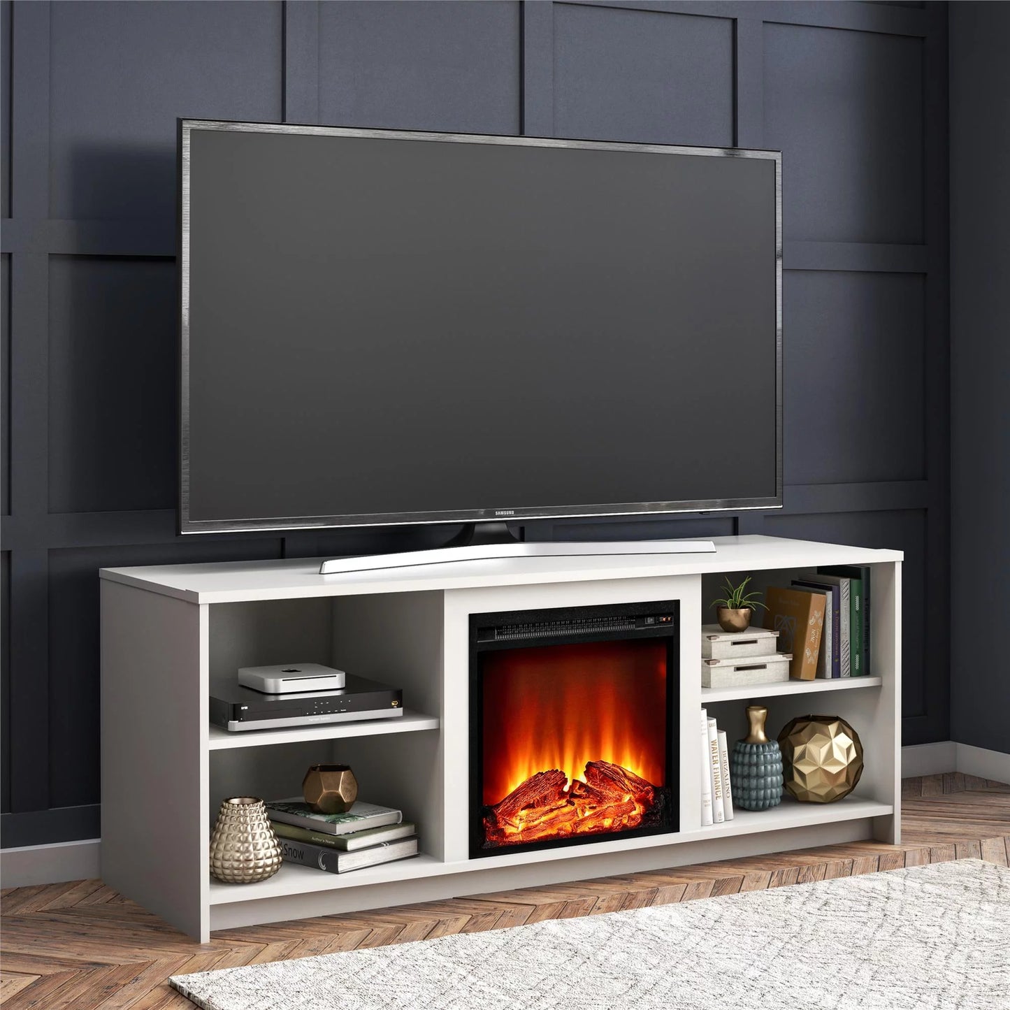 Fireplace TV Stand for Tvs up to 65", White