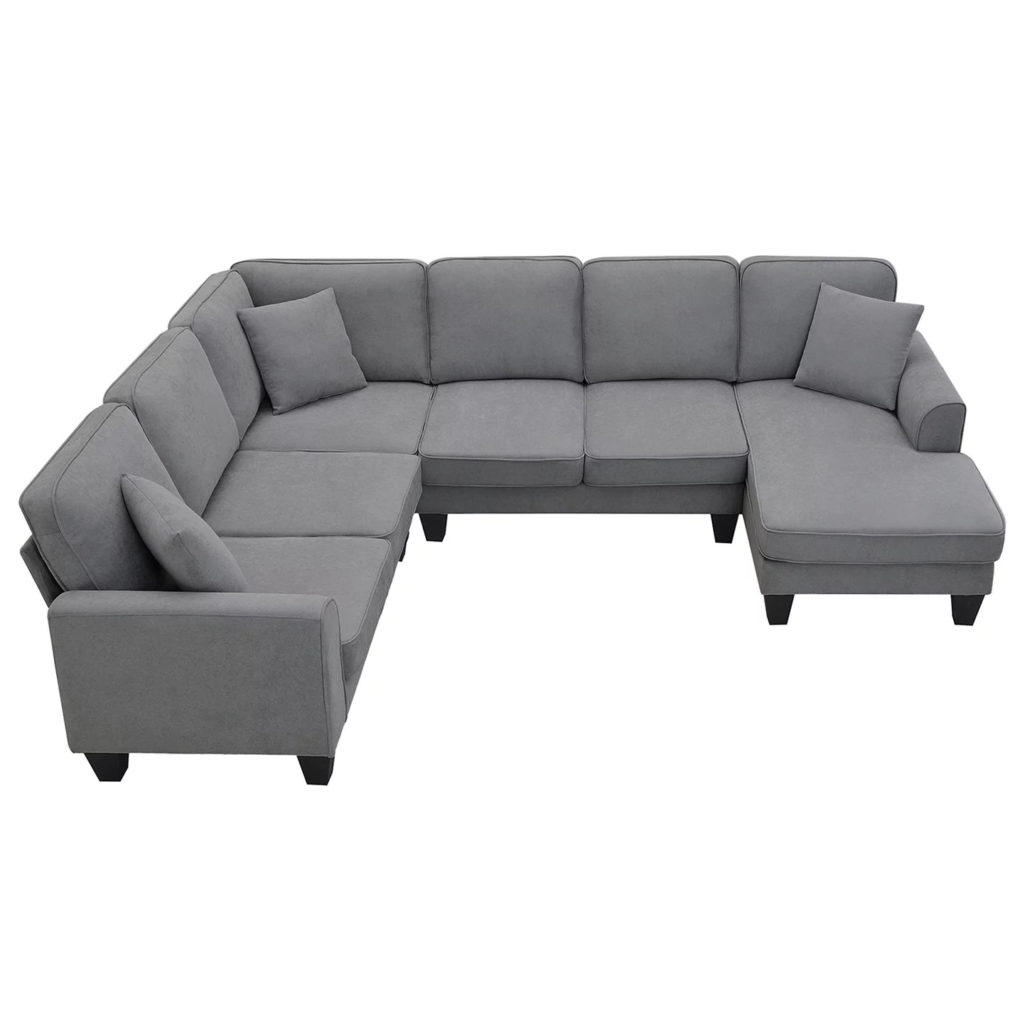 Convertible Modular Sectional Recliner, U Shaped Couch 7 Seat Fabric,Dark Gray