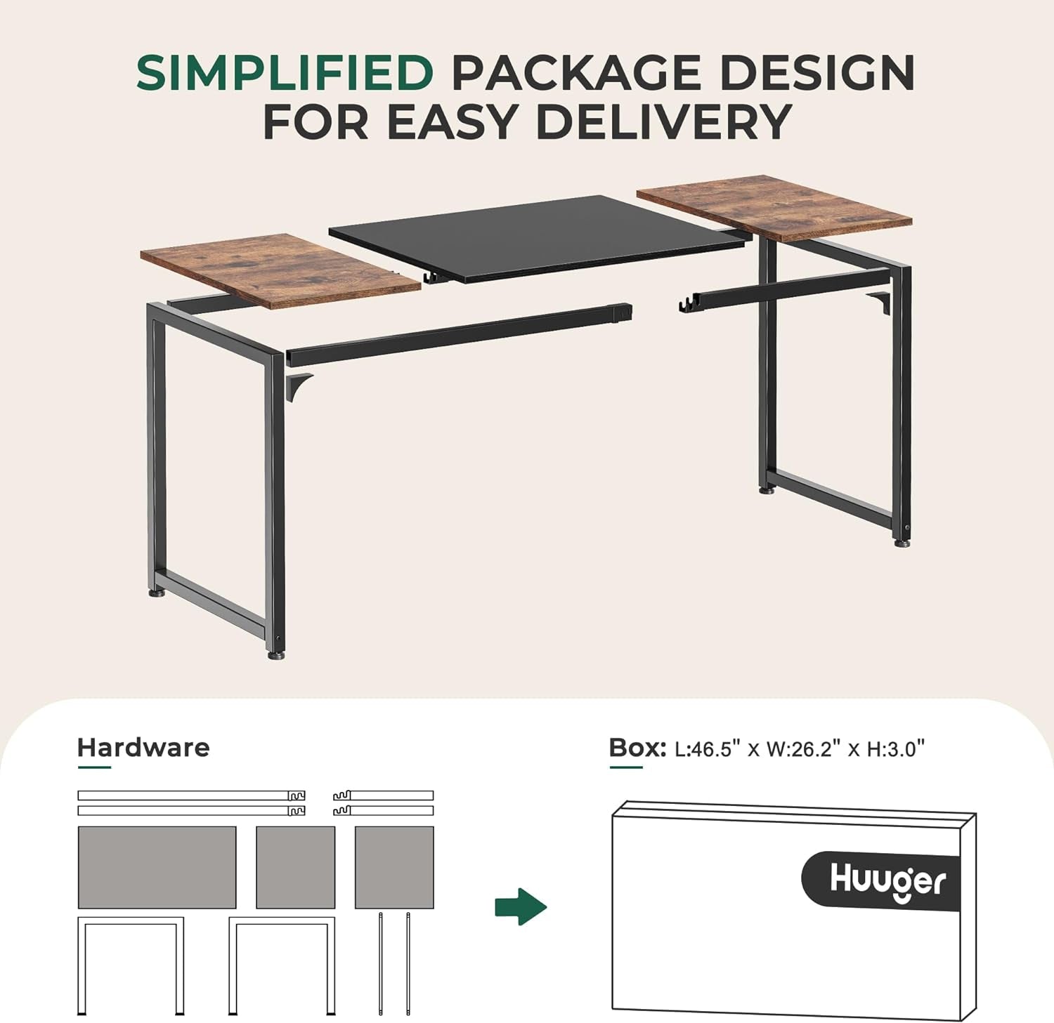 Computer Desk, 63 Inch Office Desk, with Storage