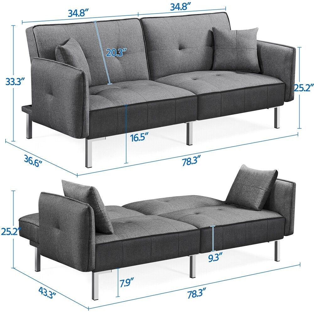 Convertible Sleeper Sofa Bed Couch Pull Out Futon Sofas Daybed Recliner Couches