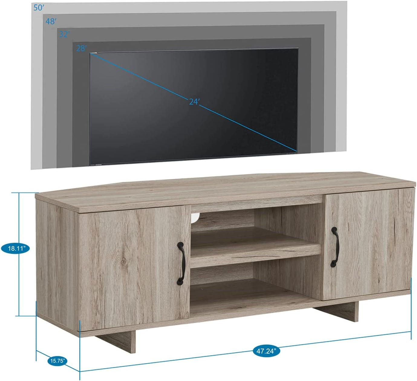 Sienna Corner 50" TV Stand, Storage Space, Low Profile TV Stand