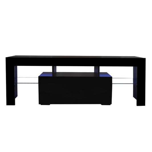 Entertainment TV Stand 130×35×45CM TV Base Stand with LED Light TV Cabinet Black/White