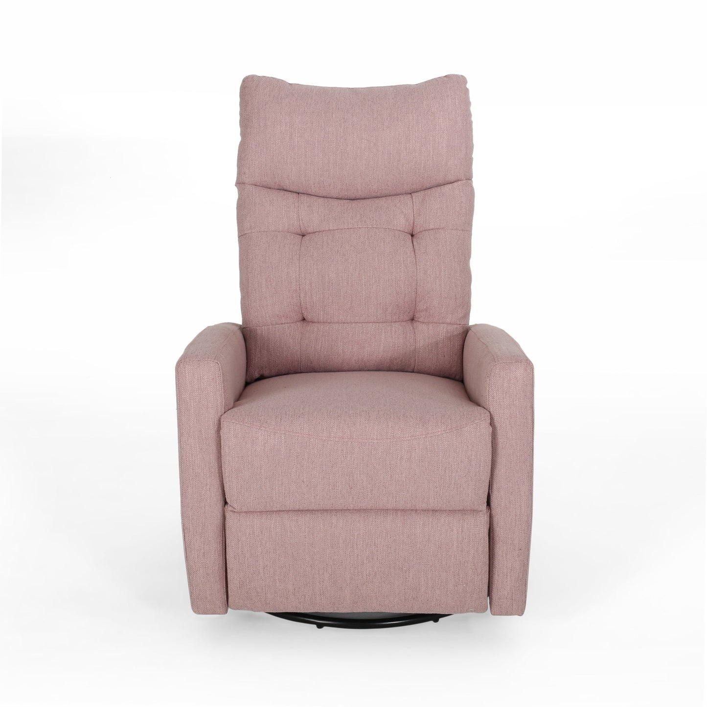 Kimpton Contemporary Fabric Tufted Glider Swivel Pushback Recliner, Light Blush and Black