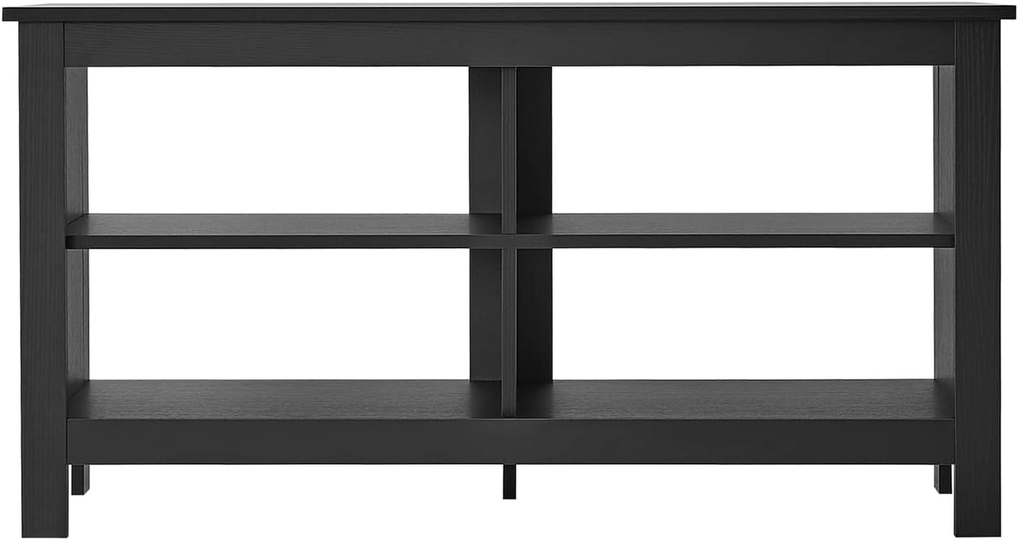 Black TV Stand for 50 Inch TV, Storage Shelves, Entertainment Center, Media Console