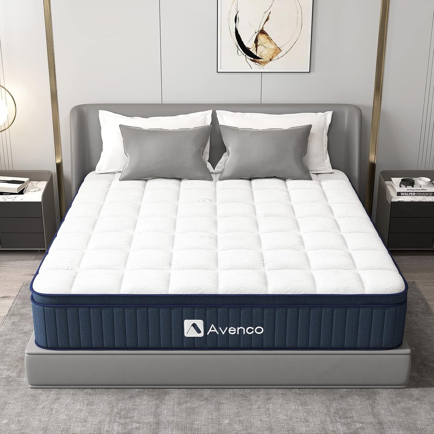 King Size Mattress, Hybrid Mattress in a Box, 12 Inch Medium Firm Individual Pocket Innerspring Mattress, Cool Touch Feeling Fabric, Motion Isolation, Peaceful Sleep