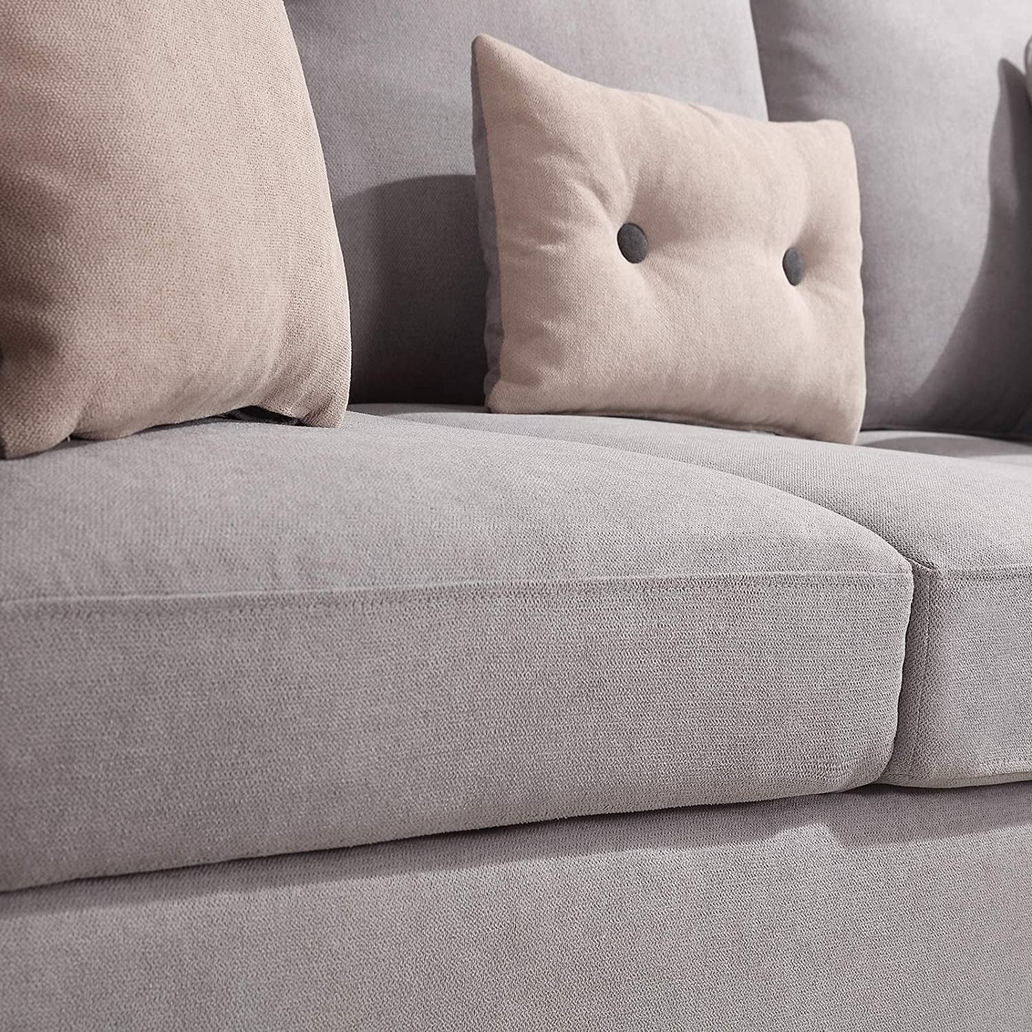 Convertible Sectional Sofa Couch, L-Shaped Couch with Modern Linen Fabric for Small Space Light Grey