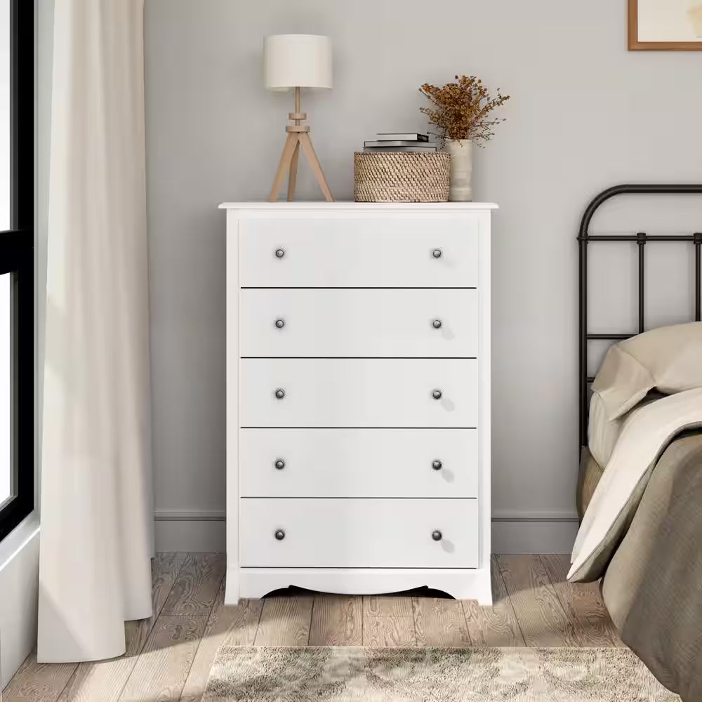 Monterey 5-Drawer White Chest of Drawers