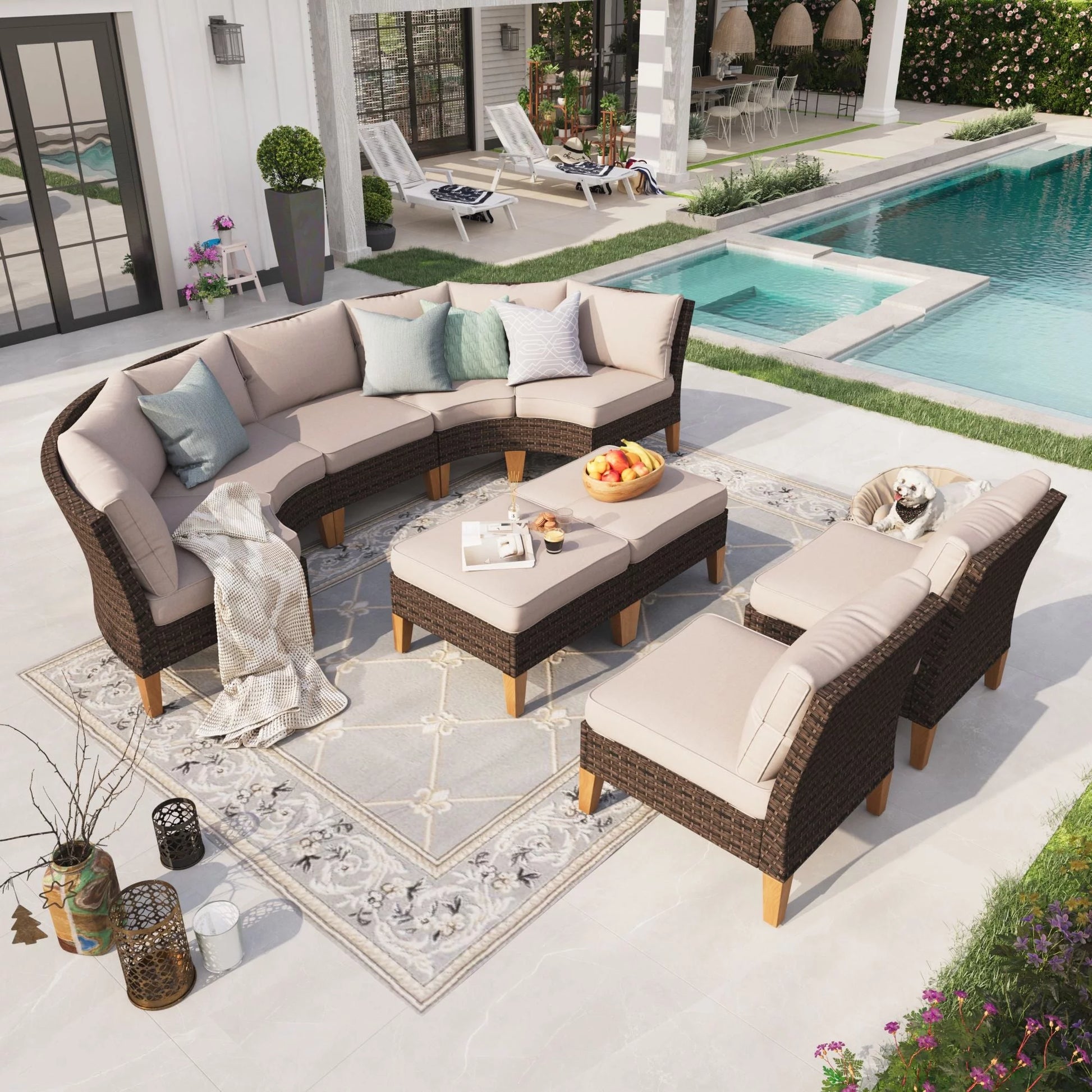 9 Piece Outdoor Wicker Patio Conversation Sofa Set Outdoor Sectionals