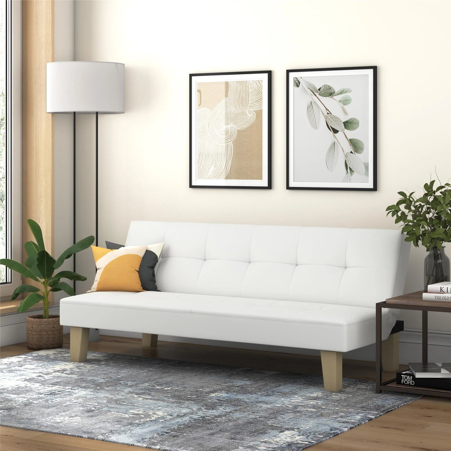 Aria Futon Sofa Bed, White