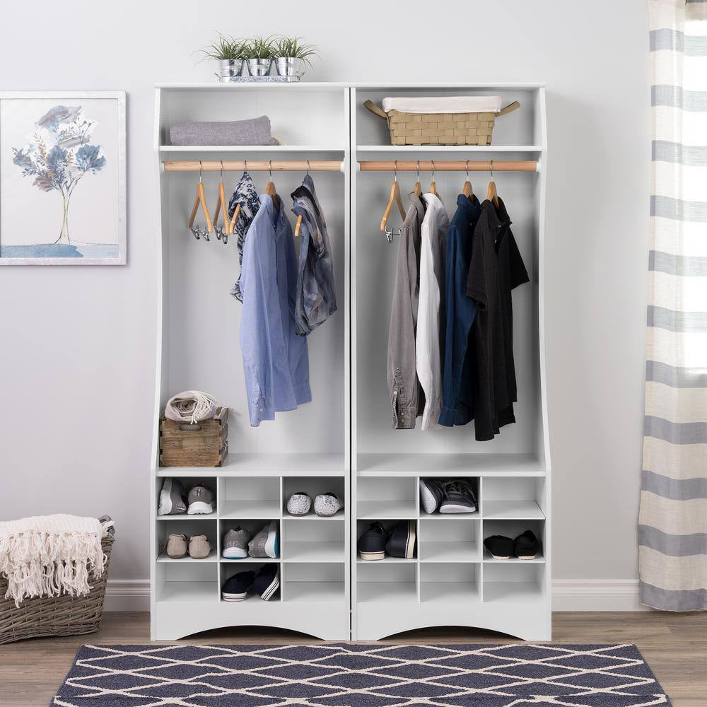 White Compact Wardrobe with Shoe Storage