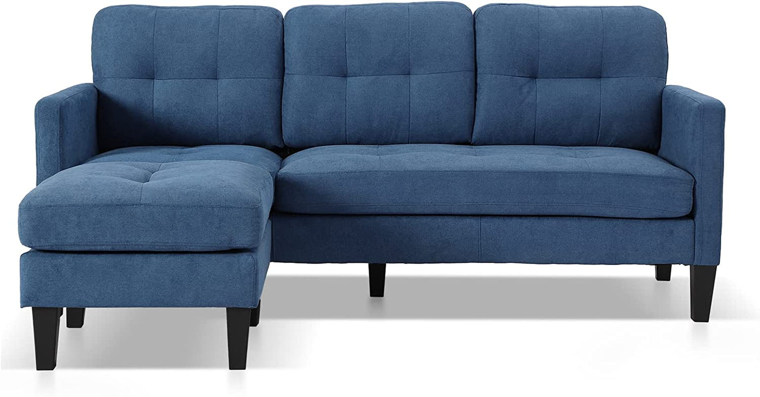 L-Shaped Couch Modern Sofa Set with 3-Seat Couch and Reversible Chaise (Blue)