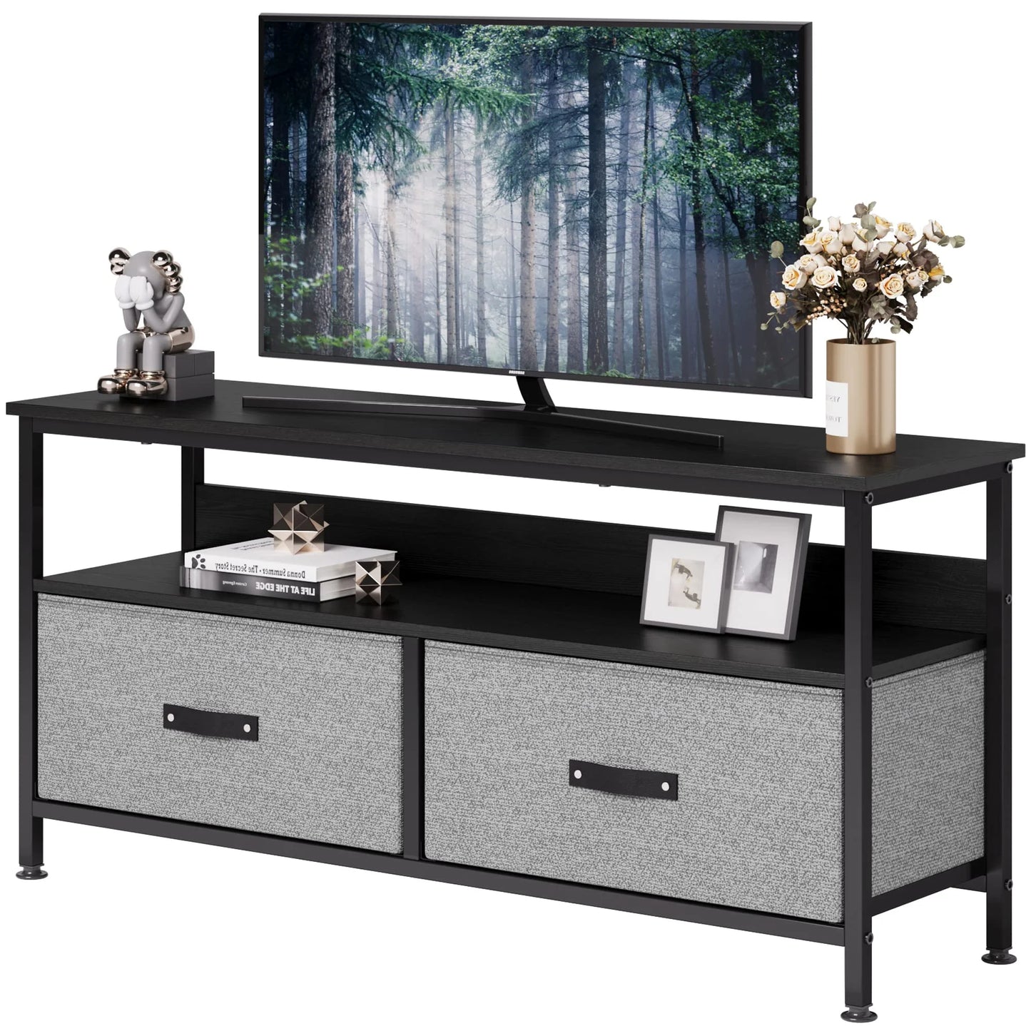 Dresser TV Stand, Entertainment Center with Storage, 43 Inch TV Stand, Grey