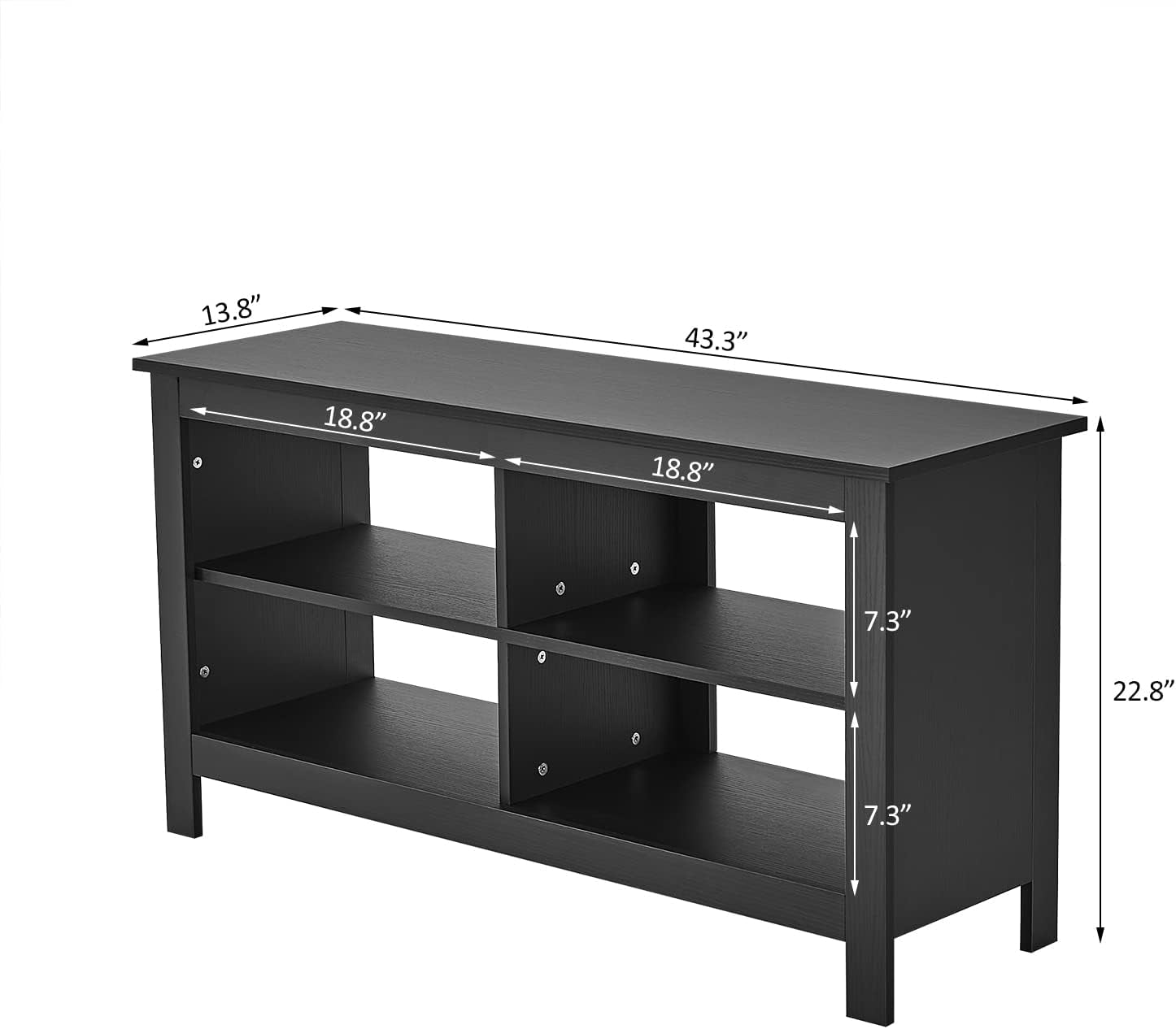 Black TV Stand for 50 Inch TV, Storage Shelves, Entertainment Center, Media Console