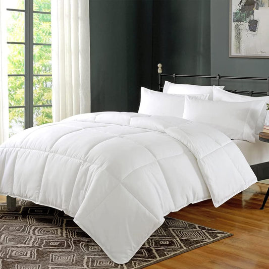 Full/Queen Bed Comforter - Ultra-Soft Cloud Fluffy Plush Recycled Microfiber Quilt Duvet, White