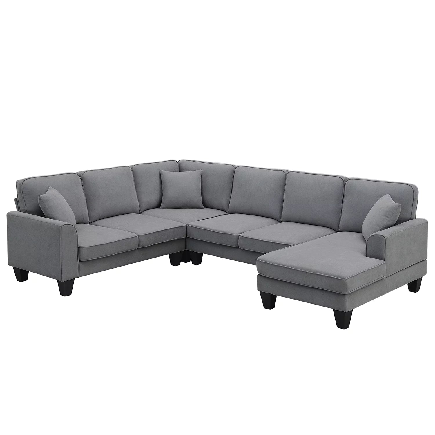 Convertible Modular Sectional Recliner, U Shaped Couch 7 Seat Fabric,Dark Gray