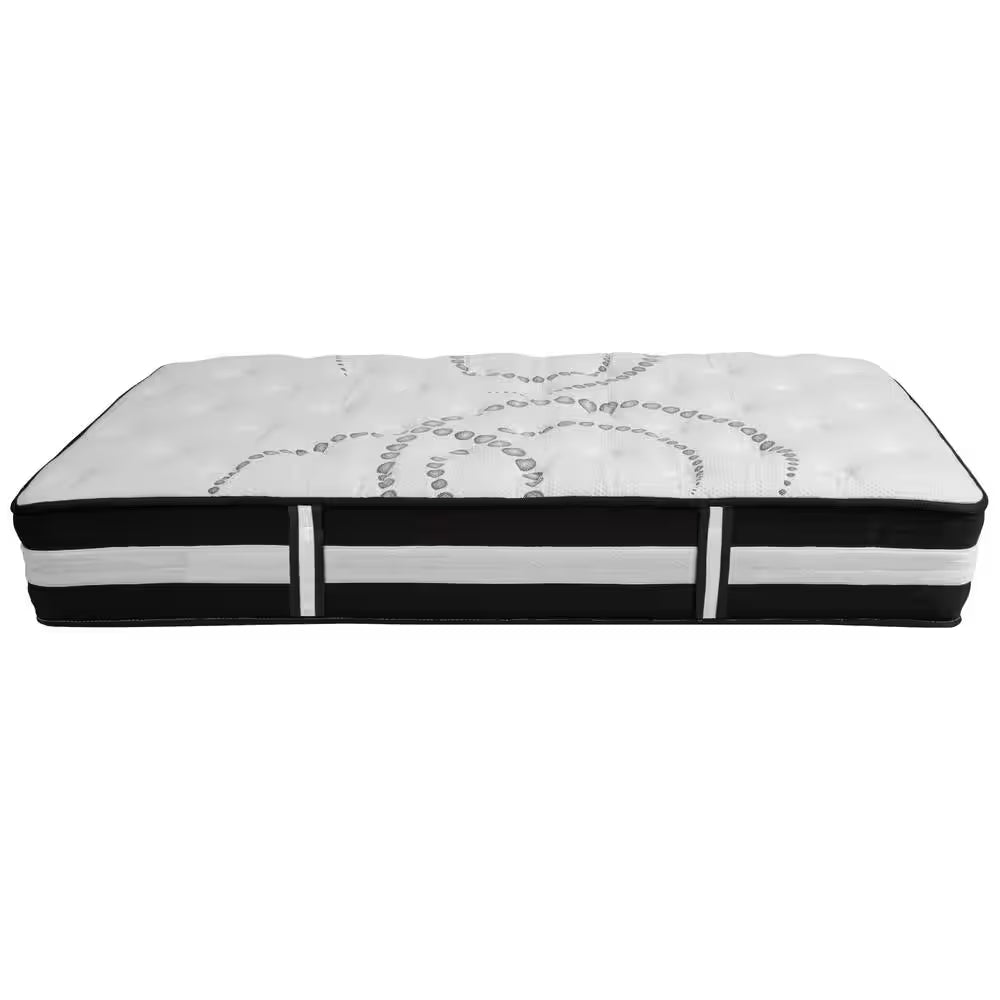 Capri White Twin Comfortable Sleep 12 In. Cushion Firm Hybrid Pocket Spring Mattress in a Box