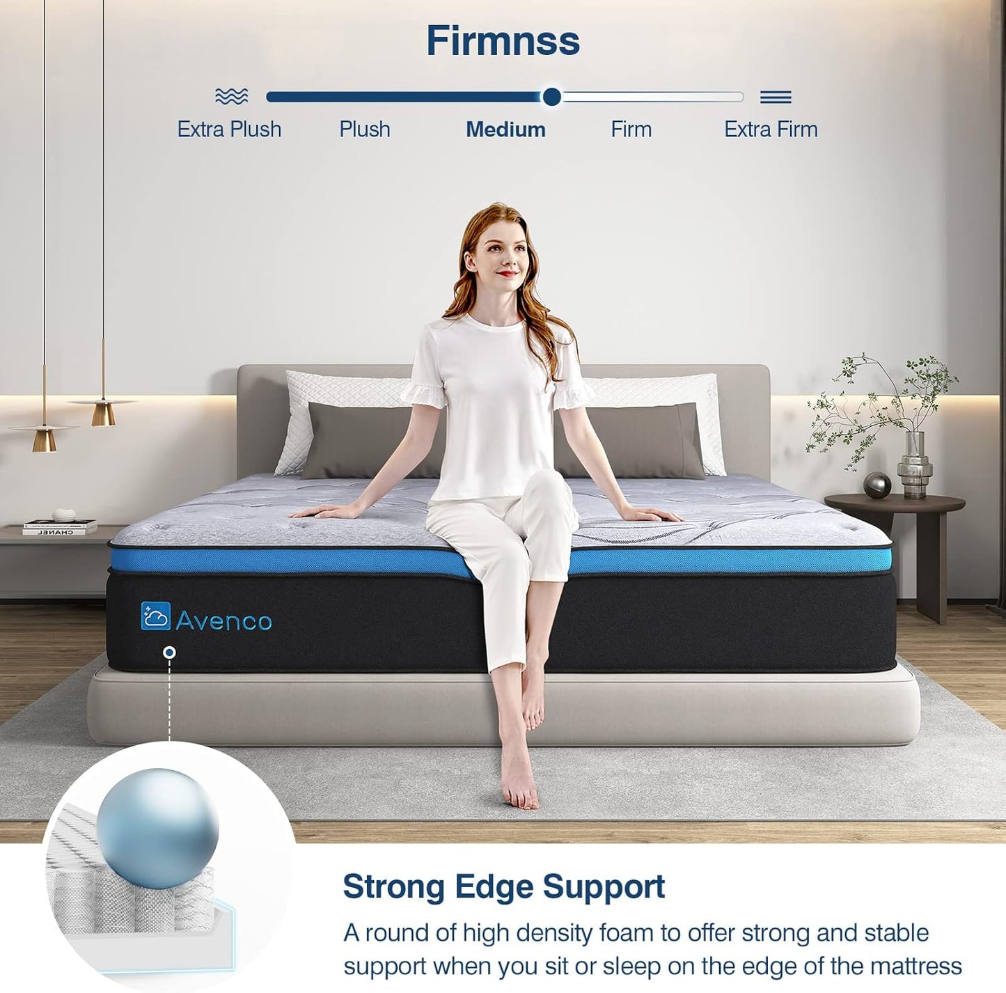 California King Mattress, 12 Inch Hybrid Mattress, Gel Memory Foam with Pocket Spring for Motion Isolation