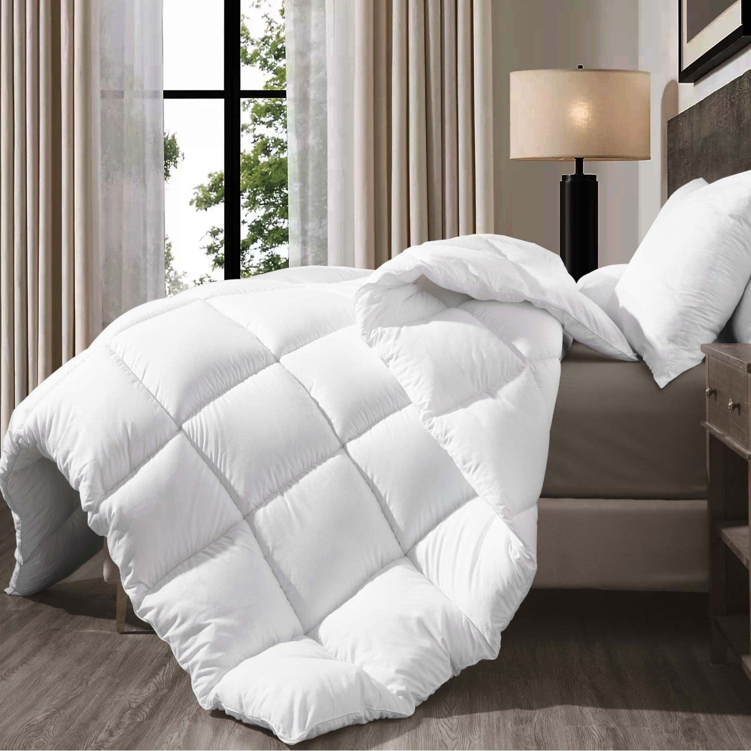 King Duvet Comforter Insert - Ultra Soft Box Stitched King Size Duvet, All Season White down Alternative Cozy Comforter with Corner Tabs, King 104X92