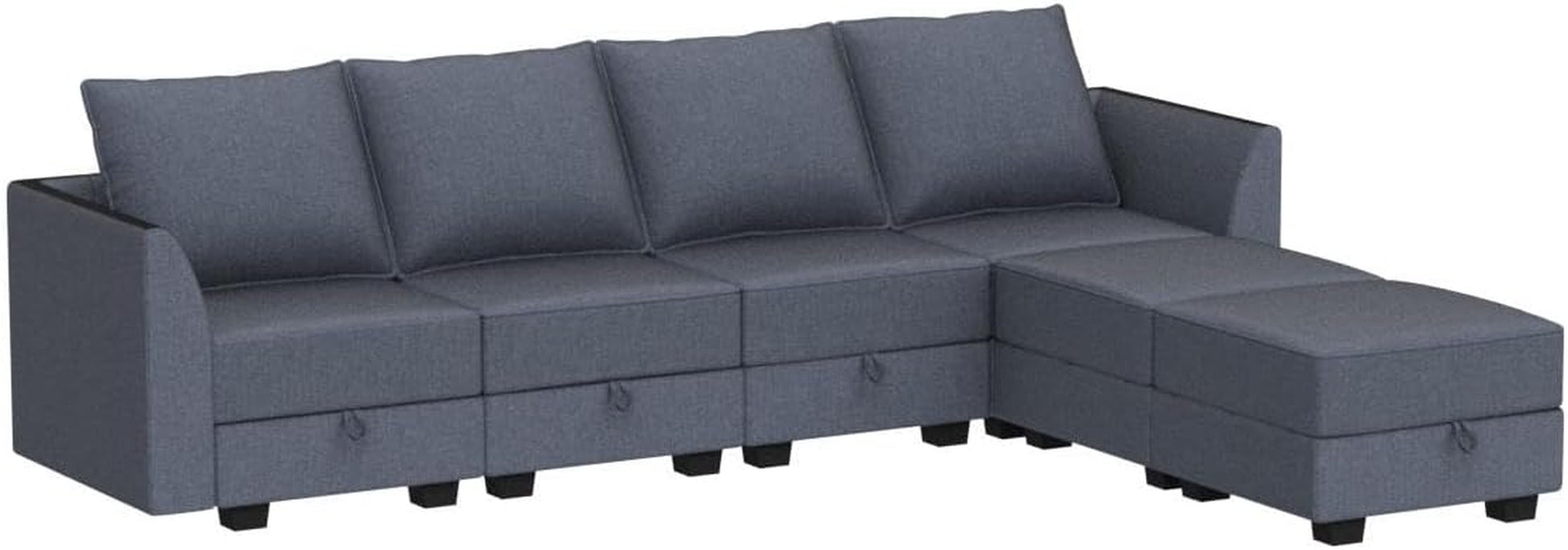 Modular Sectional Sofa U Shaped with Reversible Chaise with Storage, Bluish Grey