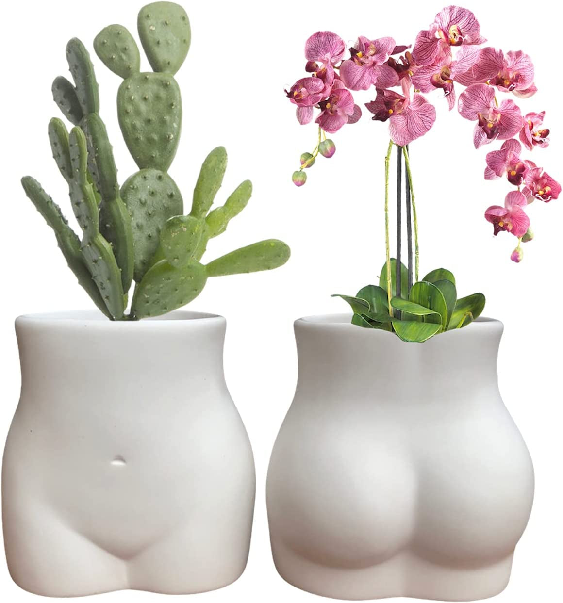 Butt Vase - Planter Pot - (Ceramic White Matte Vase)