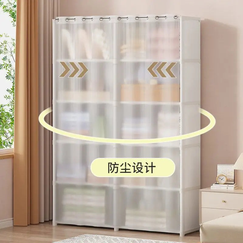 Dust-Proof Wardrobe, Simple Assembly Shelves Cabinet Storage