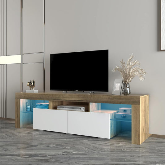 63 Inch Modern TV Stand with LED Lights,16 Colors with 2 Drawers