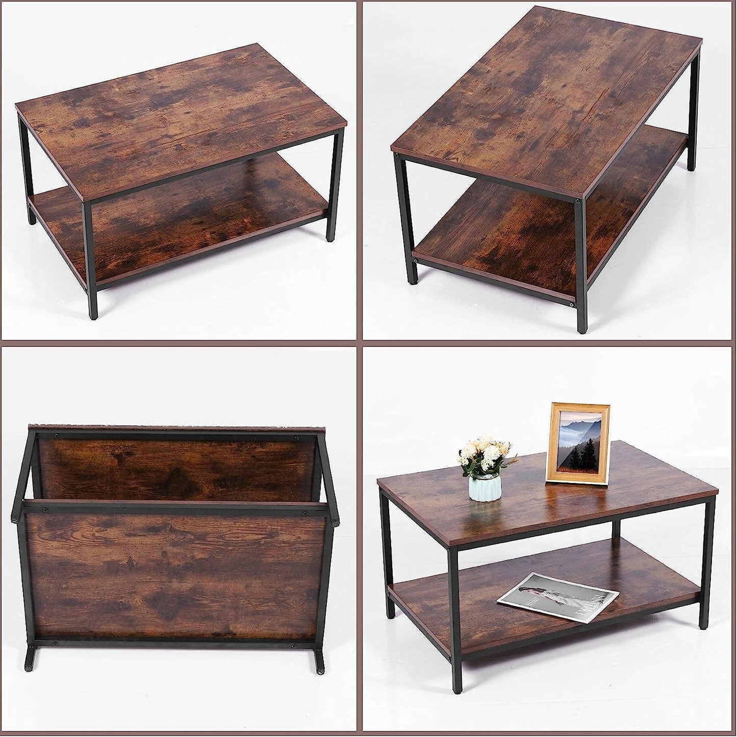 Coffee Table,Rectangular Fashion, Modern  for Living Room with Metal Frame 